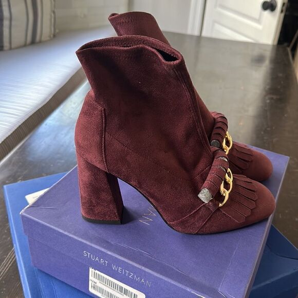 STUART WEITZMAN Ringleader Ultra-stretch Booties Wine Color Size 41 NEW in box - Picture 4 of 10